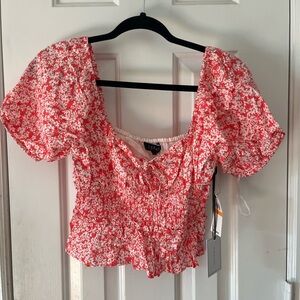 Cute white and red floral top